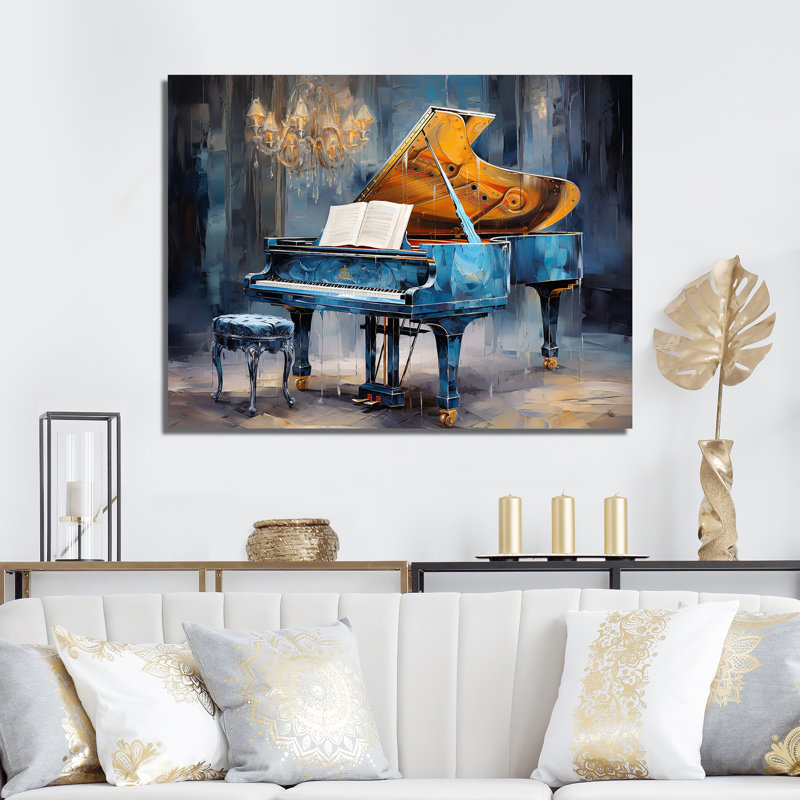 Piano Rhapsody In Blue - Music Piano, art mural, Toile tendue, H 12 po x l 20 po x P 1 po