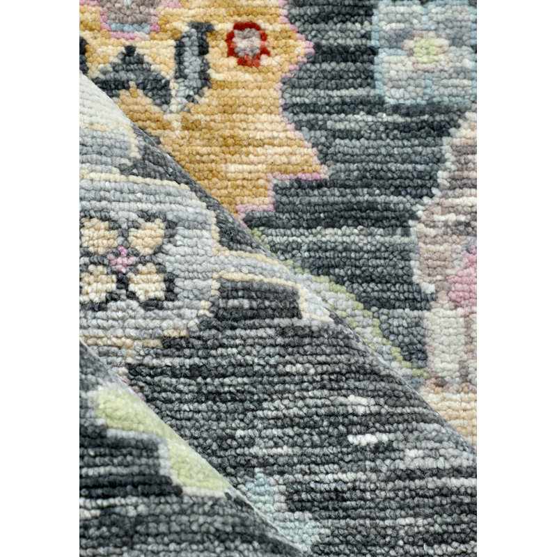 Mahal Wool Floral Area Rug in Gray/Charcoal/Light Green, Rectangle 9'1" x 11'8"