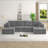 U-shaped modular sectional sofa, corduroy sleeper couch, space-saving minimalist design for living room, grey-1109191968
