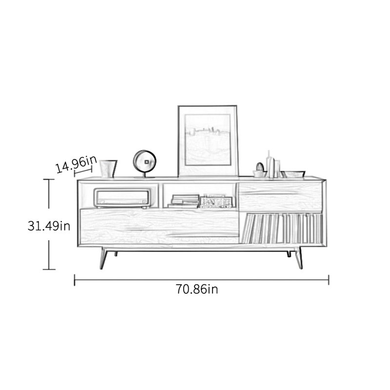 Kistner, H 31,49 po x L 70,86 po x l 14,96 po