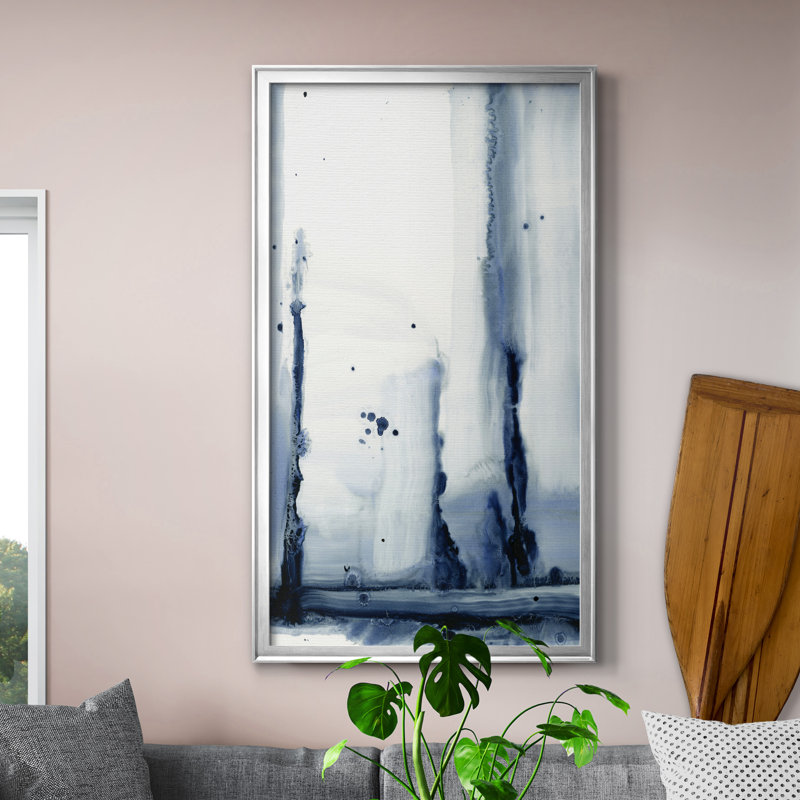 Forêt arctique III - Peinture sur toile encadrée, H 10,5 po x l 18,5 po x P 1,5 po, Argent