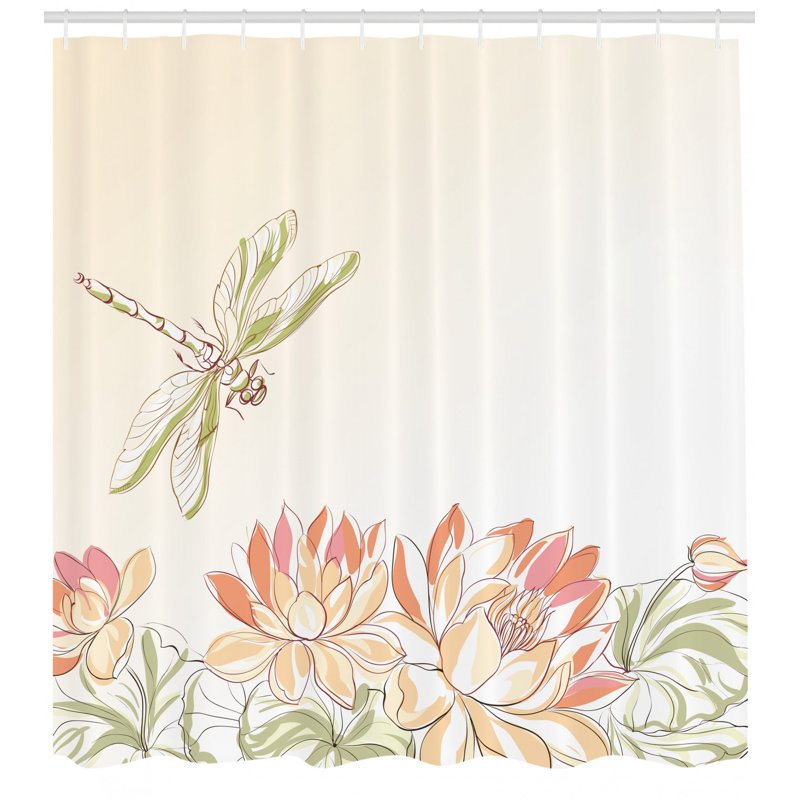 Ensemble de rideau de douche et crochets Dragonfly, H 70 po x l 69 po