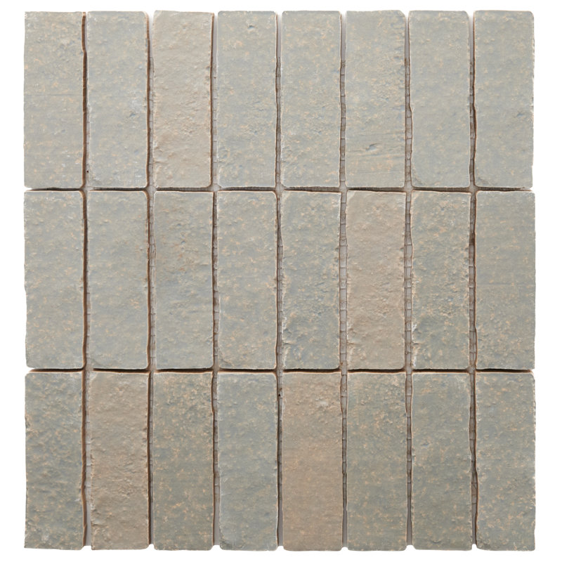 Brixon 12x12 Stacked Matte Porcelain Mosaic Tile, Seawater Gray