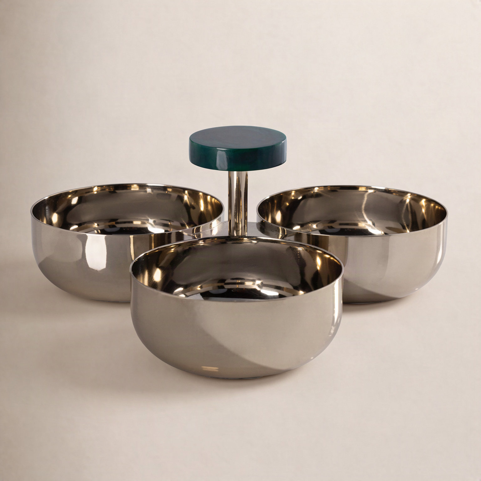 Gomez Stainless Steel Condiment Set, Gold w/ Green Accent