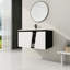 Meuble-lavabo mural flottant de 36 po avec lavabo en céramique et porte d'armoire à fermeture en douceur, parfait pour les salles de bain modernes et peu encombrantes-2096107545