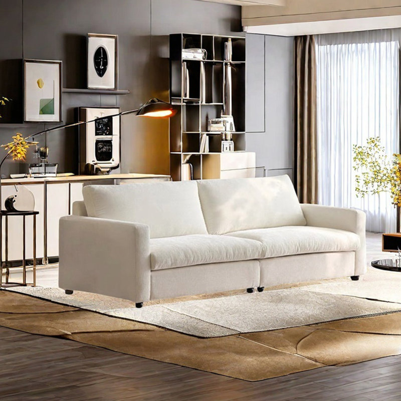 Canapé rétro en chenille simple et décontracté, H 33,85 po x l 102,36 po x P 35,43 po, 4