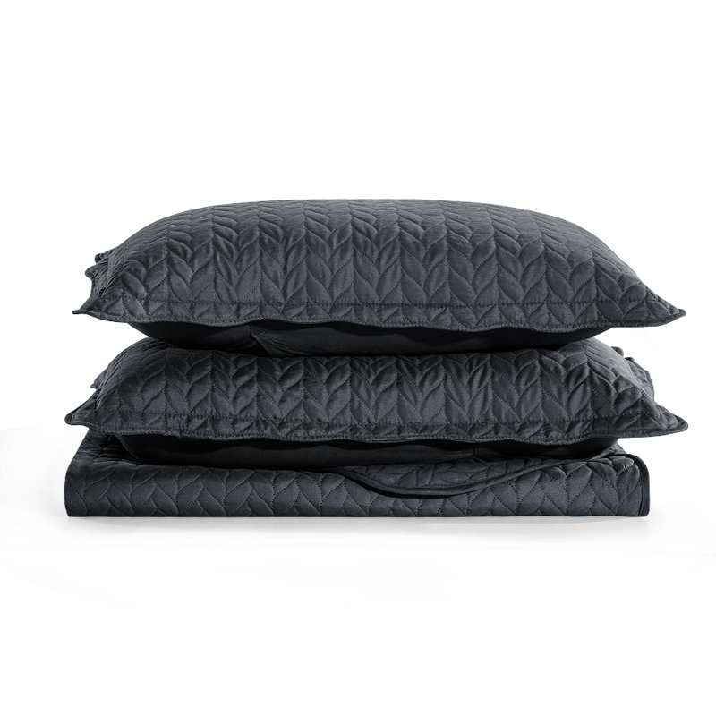 Ensemble de couvre-lit très grand très léger | Microfibre douce | Finition de qualité hôtelière, Gris anthracite