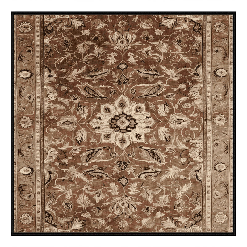 Machine Washable Persian Brown Area Rug, Square 5'