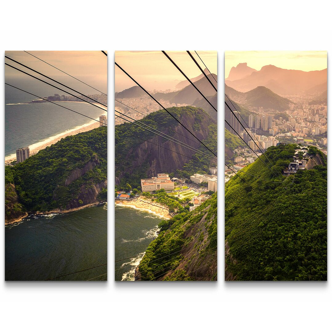 3-tlg. Leinwandbilder-Set Seilbahn über Rio de Janeiro