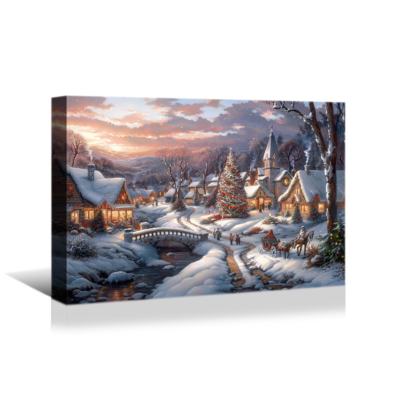 Arbre de Noël, art mural sur toile, H 24 po x l 36 po