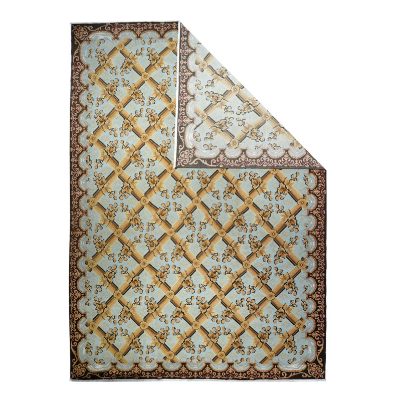 Wool Floral Area Rug in Yellow