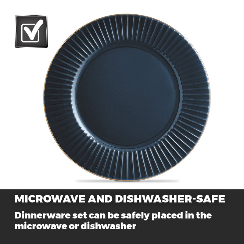 16 Piece Stoneware Dinnerware Set - Service for 4, Midnight Blue