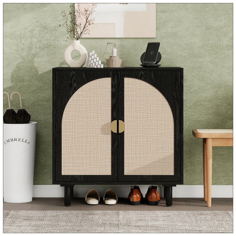 Armoire polyvalente à 2 portes pour plusieurs pièces avec caractéristiques avancées et rotin résistant à l'humidité