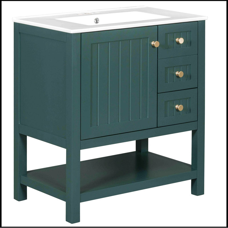 Meuble-lavabo de style transitionnel 30 po avec lavabo en céramique