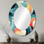 Motifs d'ondulation géométriques orange et verts - Miroir décoratif abstrait ovale sur métal-1980026523