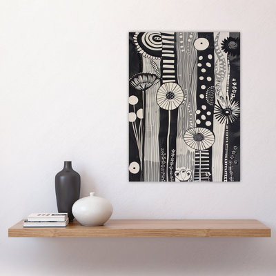 Abstract Stripes Wildflowers Artwork Wall Art Print