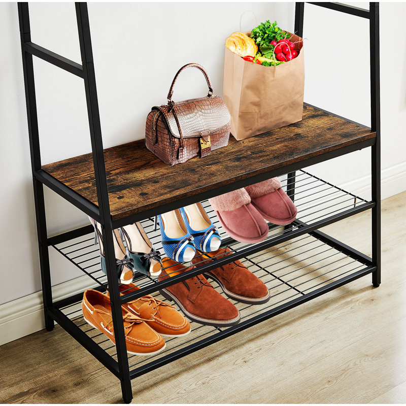 6 Pair Solid Wood Shoe Rack