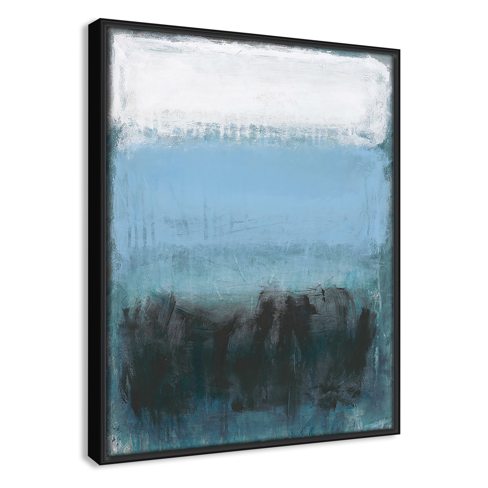 Arboles "Coastal Nightfall" Painting by Filippo Ioco, Black Framed Canvas, No Mat, 15.5" H x 12.5" W x 2" D