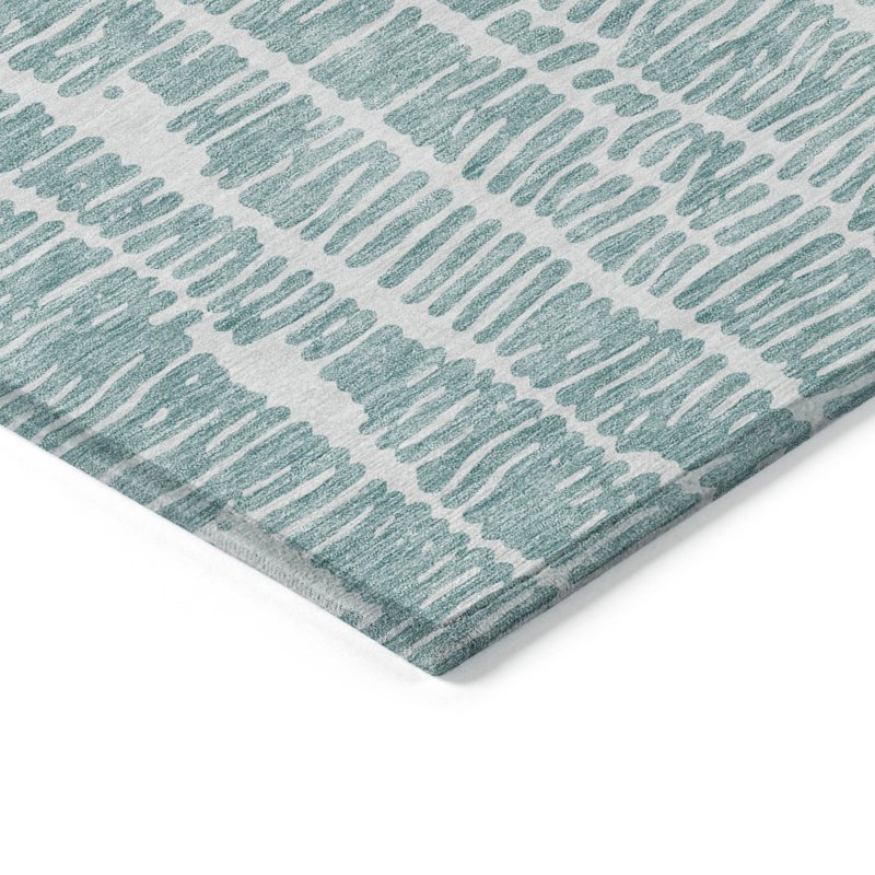 Tapis intérieur / extérieur en polyester tissé à la machine Malchow, Rectangle 5 pi x 7 pi 6 po