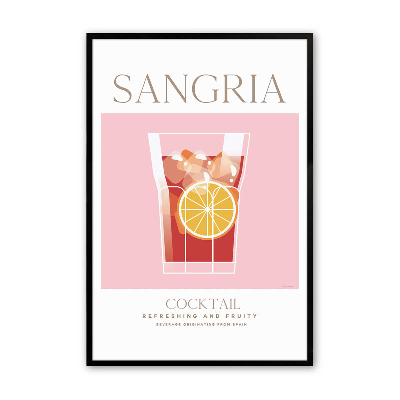 Sangria Cocktail, reproduction d'affiche, Noir, H 21 po x l 17 po
