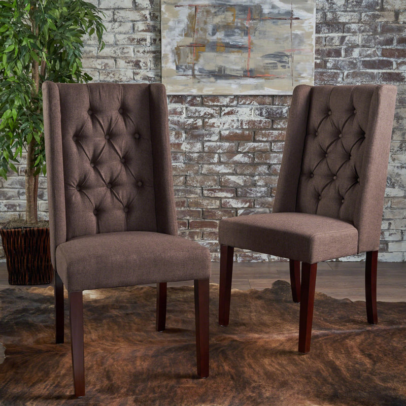 Toshia 1'' H Tufted Upholstered Dining Chair, Dark Brown