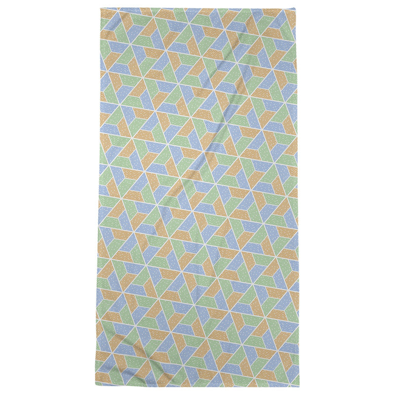 Serviette de bain trapézoïde, Vert/bleu/orange
