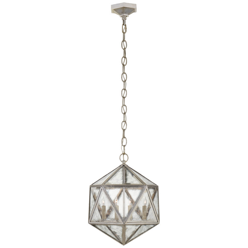 Chapman & Myers Zeno Medium 18 Facet Hedron Lantern, Burnished Silver Leaf