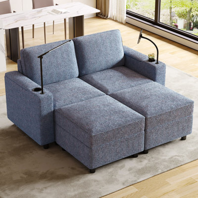Canapé modulaire rembourré avec repose-pieds et rangement Jamerio