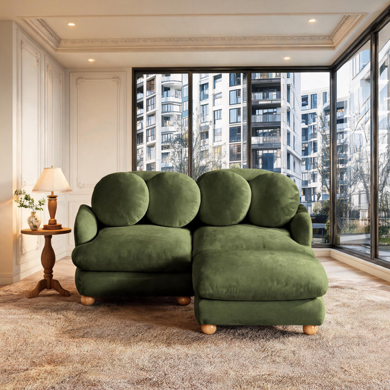 Causeuse en chenille 2 places avec repose-pieds, Vert