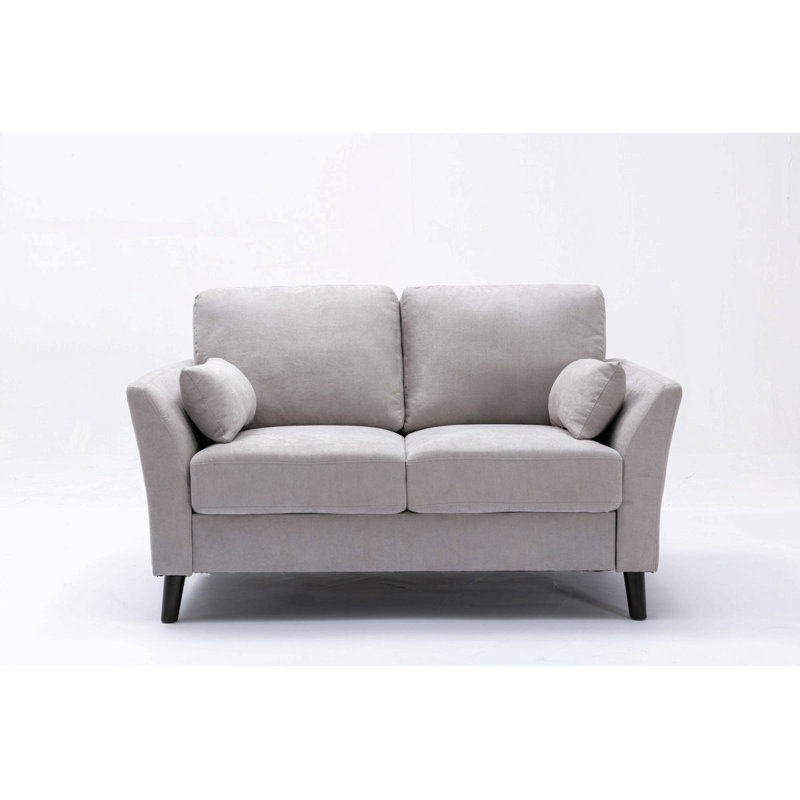 Causeuse 57 po en tissu tissé gris clair