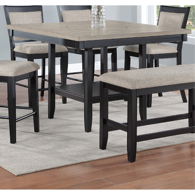Table de salle à manger à hauteur de comptoir transitionnelle contemporaine 1pc avec placage de bois bicolore