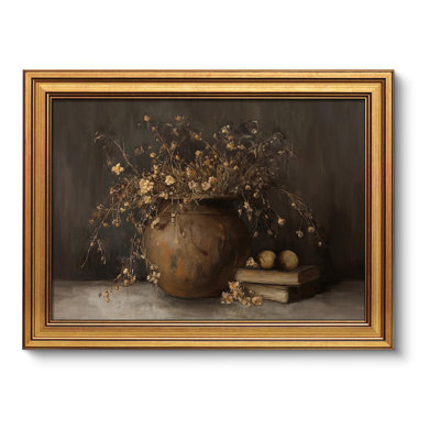 Gold Framed Wall Art, Fade for New Life Canvas Print Home Decor Vintage Art Painting Picture Bathroom Wall Decor, Flowers Artwork for Living Room Bedroom Kitchen Office - 16L x 13W