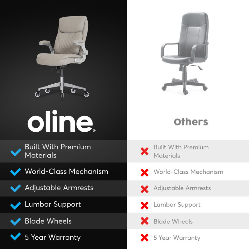 Cream PU Leather Ergonomic Executive Office Chair with Adjustable Armrests