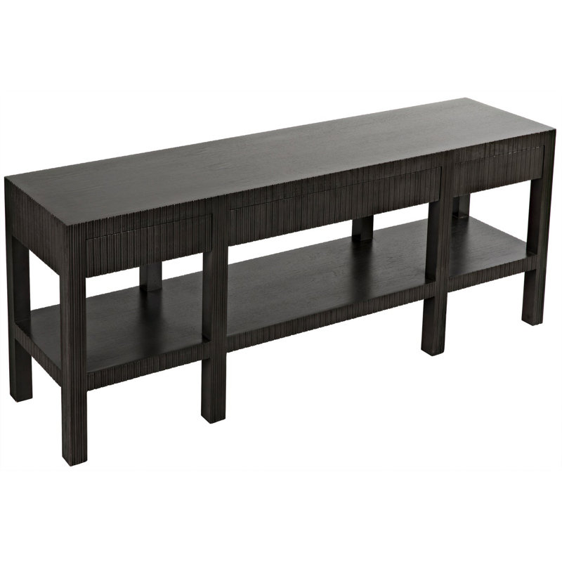Dark Mahogany Rectangular Hallway Table with Fluted Storage