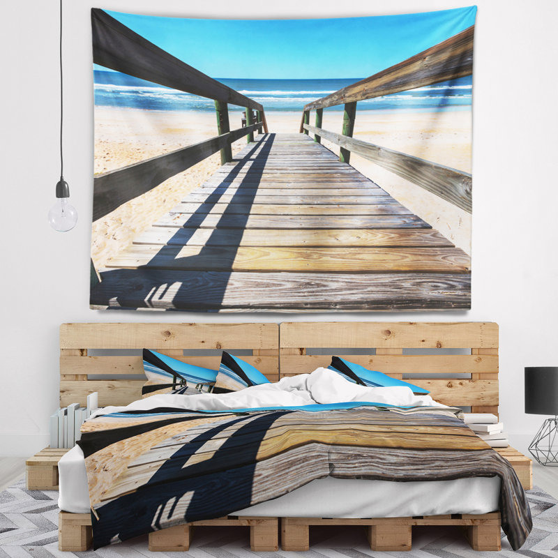 Longue tapisserie dans la tapisserie du bord de mer bleu, H 50 po x l 60 po