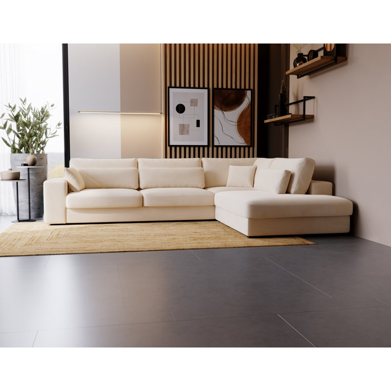 Tammera 3 Seater Corner Sofa , Beige, Left Hand Facing