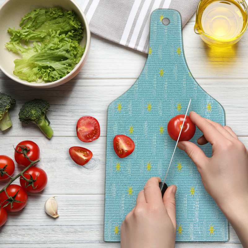 Planche à découper en verre trempé bleu pâle Ambesonne