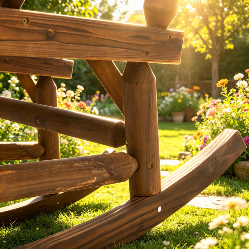 Banc à bascule classique en bois pour deux personnes, robuste et confortable pour se détendre en plein air