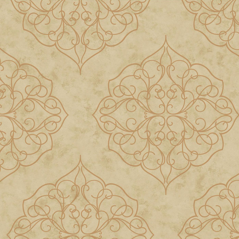 Antonia Vella Wallpaper Double Roll, Khaki/Gold
