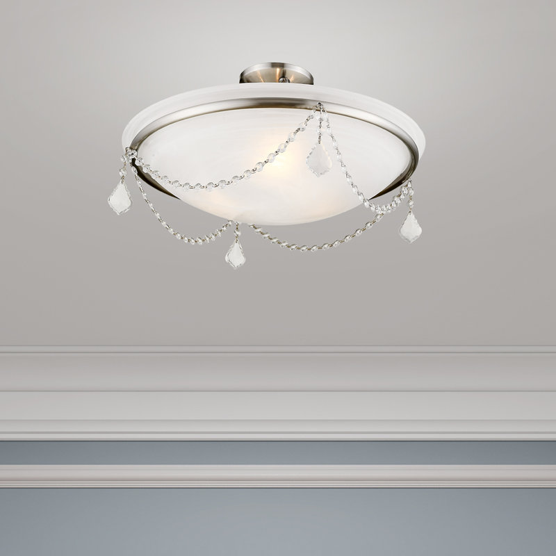 Plafonnier semi-encastré 20 po à 3 lumières Weathers, Nickel brossé