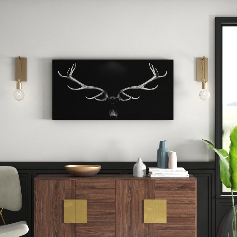 Grey Deer Head Giclée 1 Piece Wrapped Canvas Wall Art