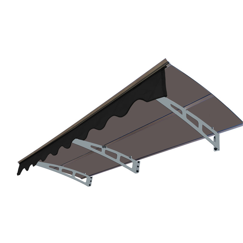 79" X 34" Window Awnings Door Entrance Canopy With Aluminum Alloy Brackets And 0.137" Thick Polycarbonate Sheet For Wooden Wall House - Heavy Duty, Heat , Protected Awning House, Roof & Bracket Duty