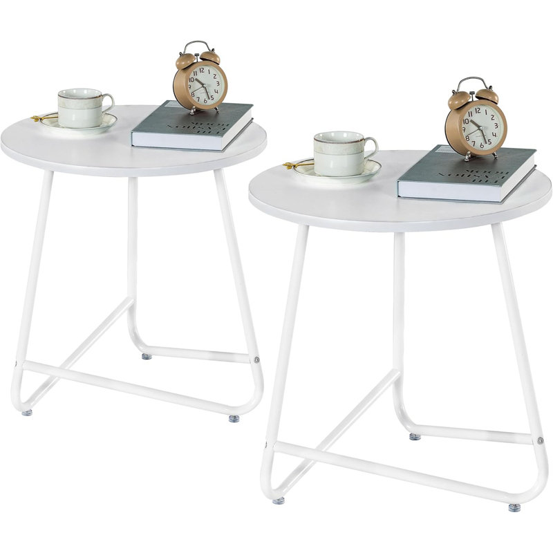 Table d'appoint ronde 17,7 po Katwa, Blanc