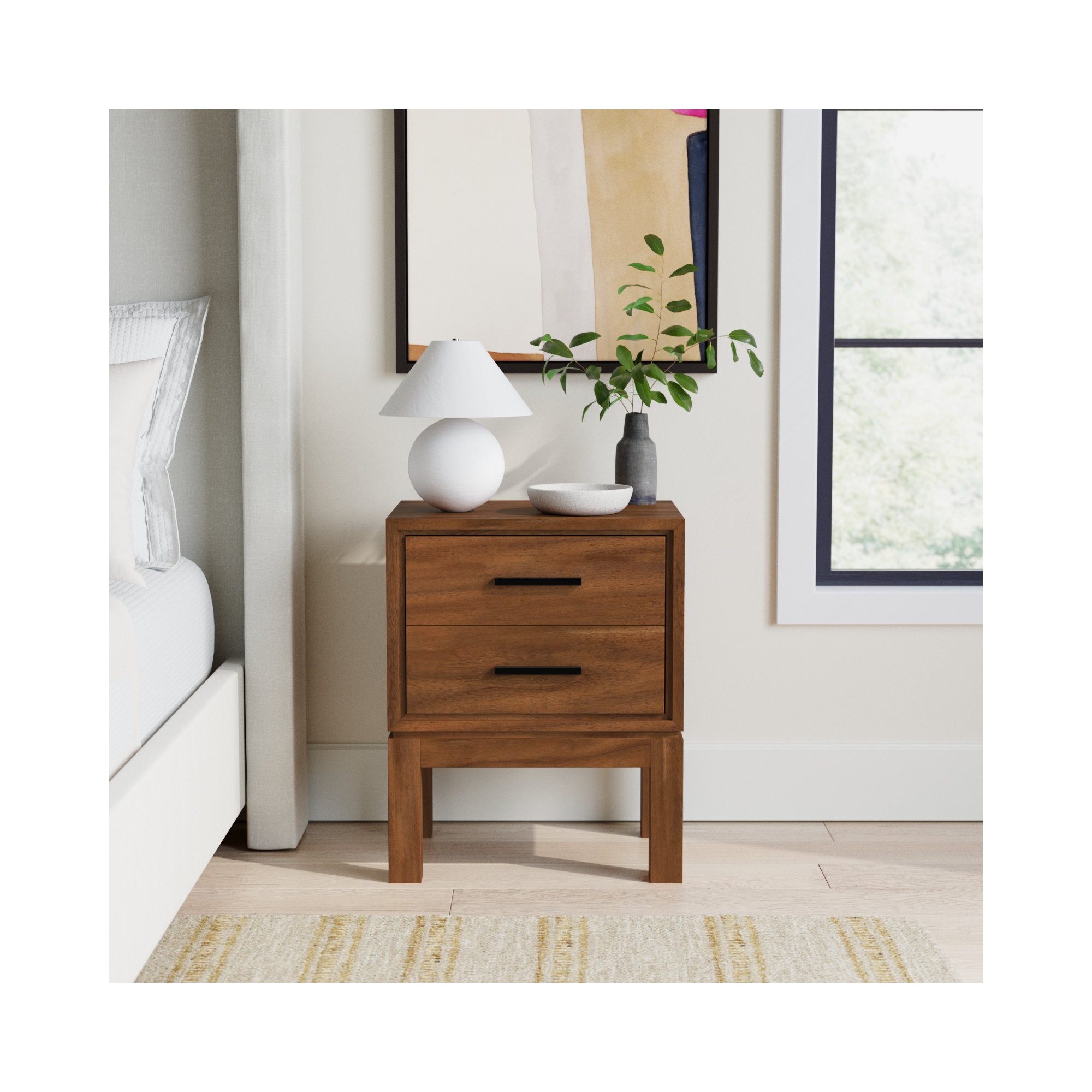 Wrightia 2 - Drawer 20" Nightstand, Honey Maple