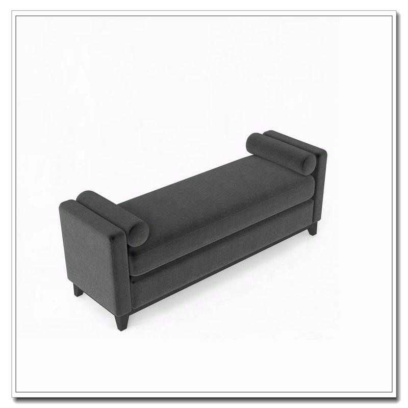 Banc rembourré en bois massif, 66,34 pouces, Noir-1