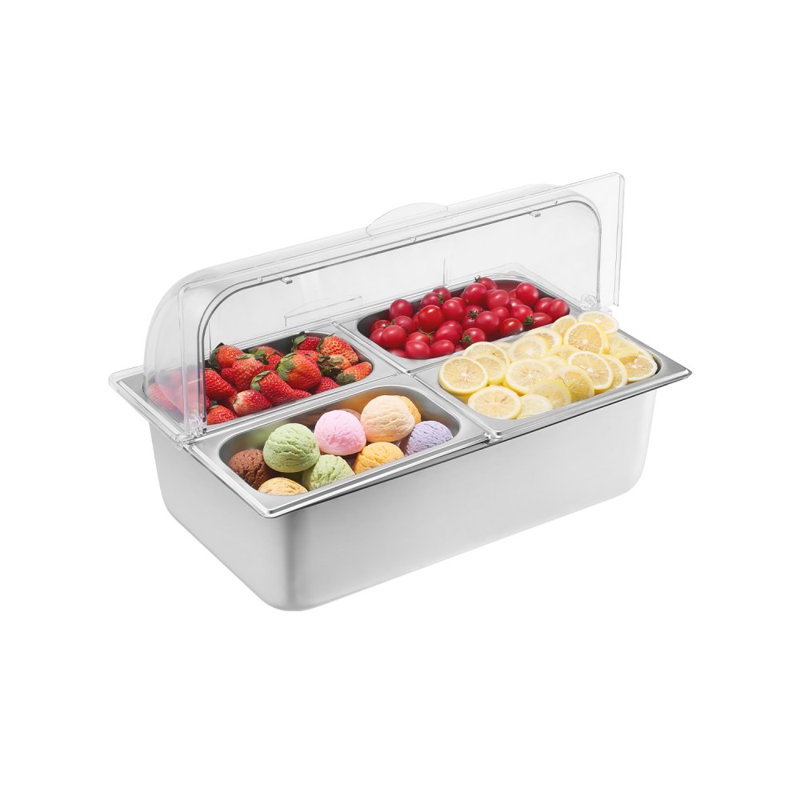 Distributeur de condiments pour comptoir 4 plats avec couvercle