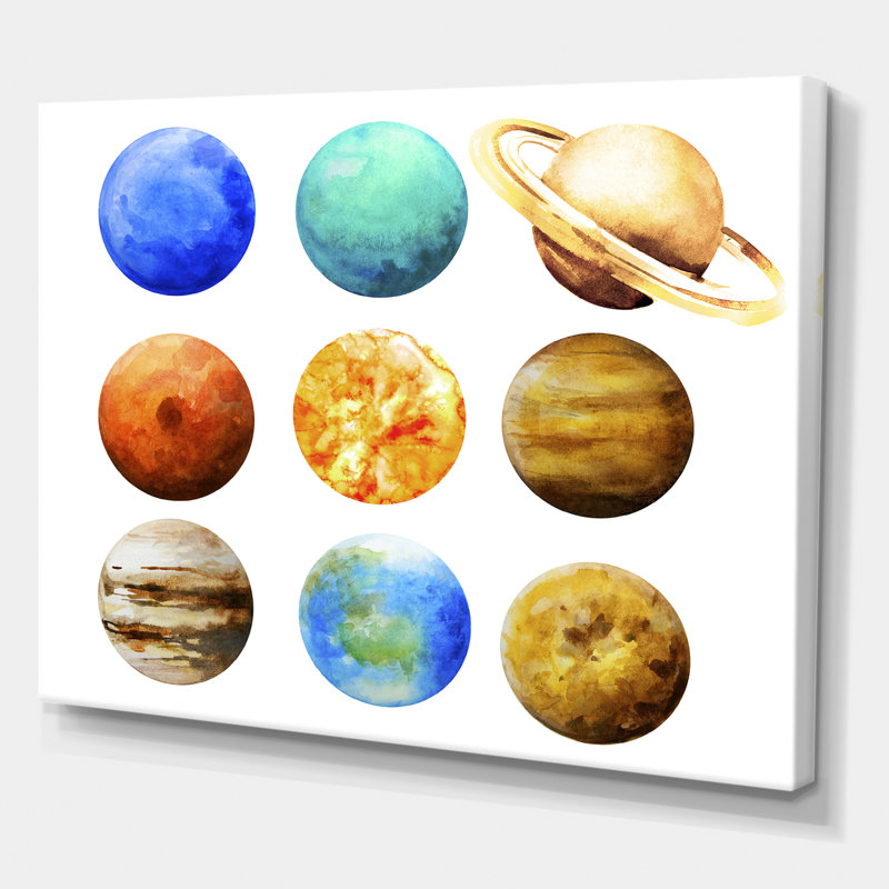 Planètes variées en orbite - Impression sur toile, H 24 po x l 32 po x P 1 po, Toile tendue