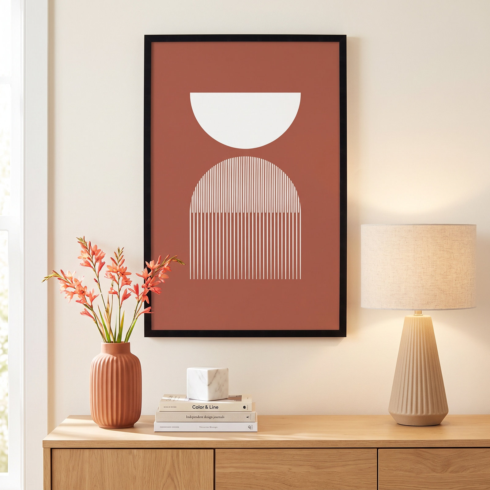 Offline "Mid 31" Print by Jacob Goossen, 33" H x 23" W x 1" D, Black