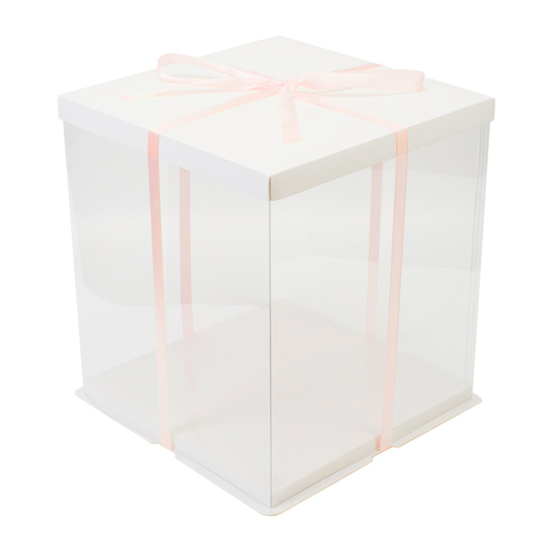 Square Gift Cake Box, White, 37cm H x 34cm W x 34cm D
