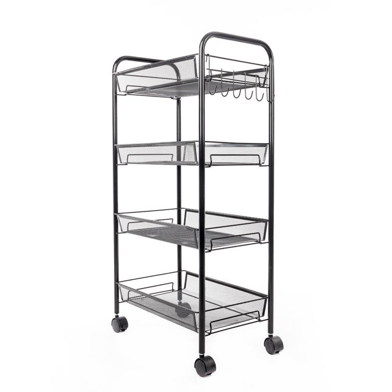 Utility Cart with Wheels, 33.46" H x 10.24" W x 17.32" D, Black
